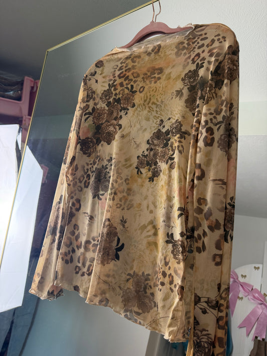 FLORAL/LEOPARD MESH TOP