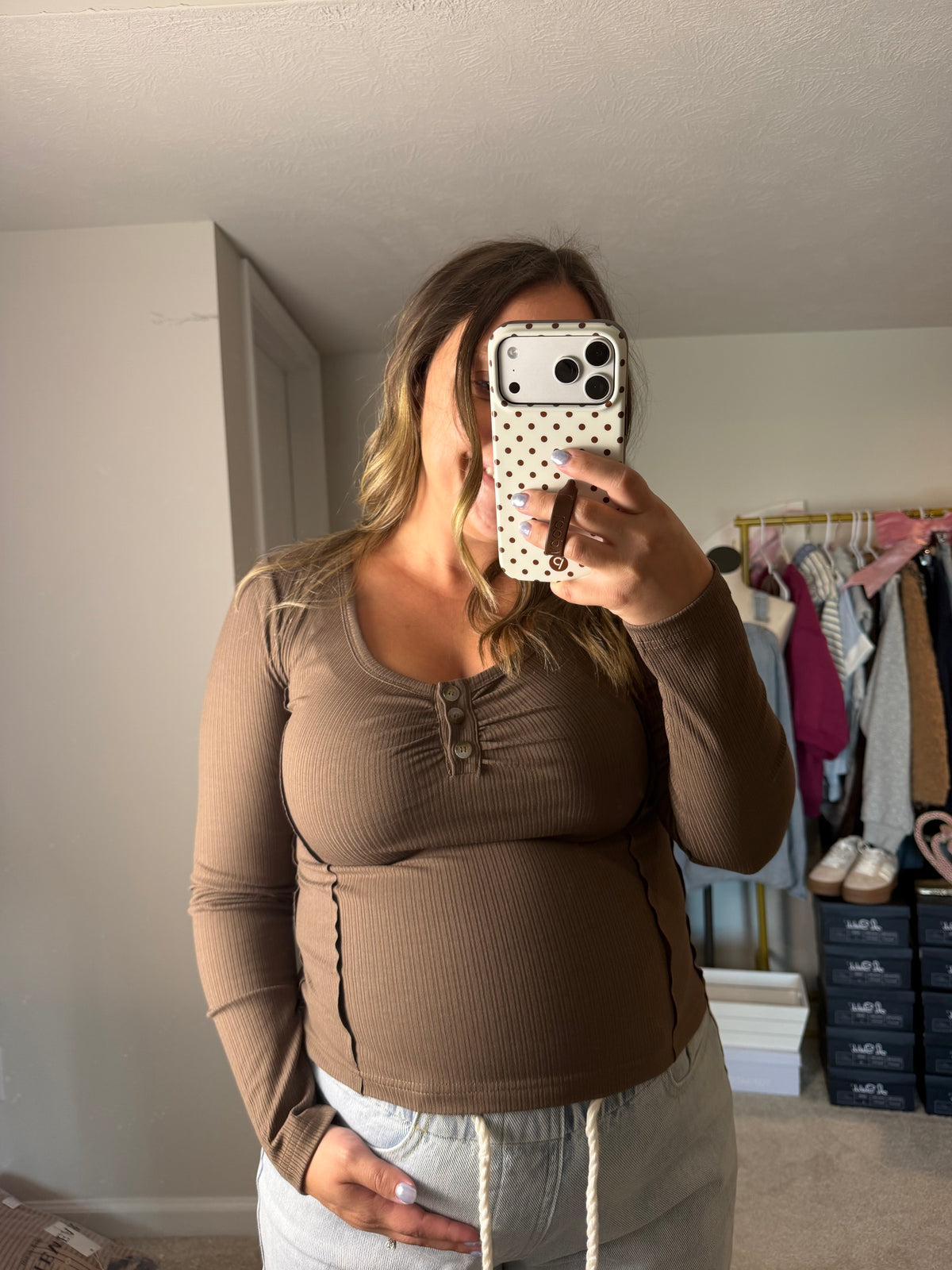 RIBBED CHOCOLATE LONG SLEEVE