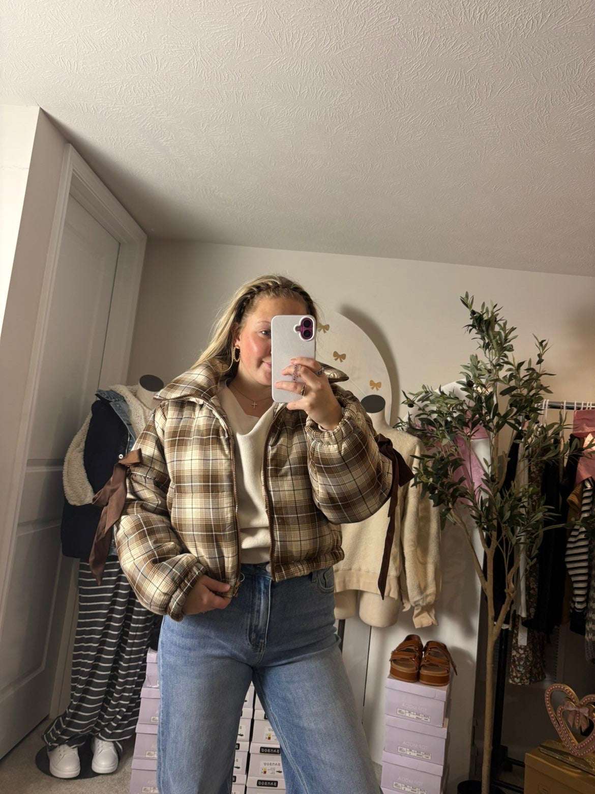 THE TINA ~ PLAID PUFFER COAT