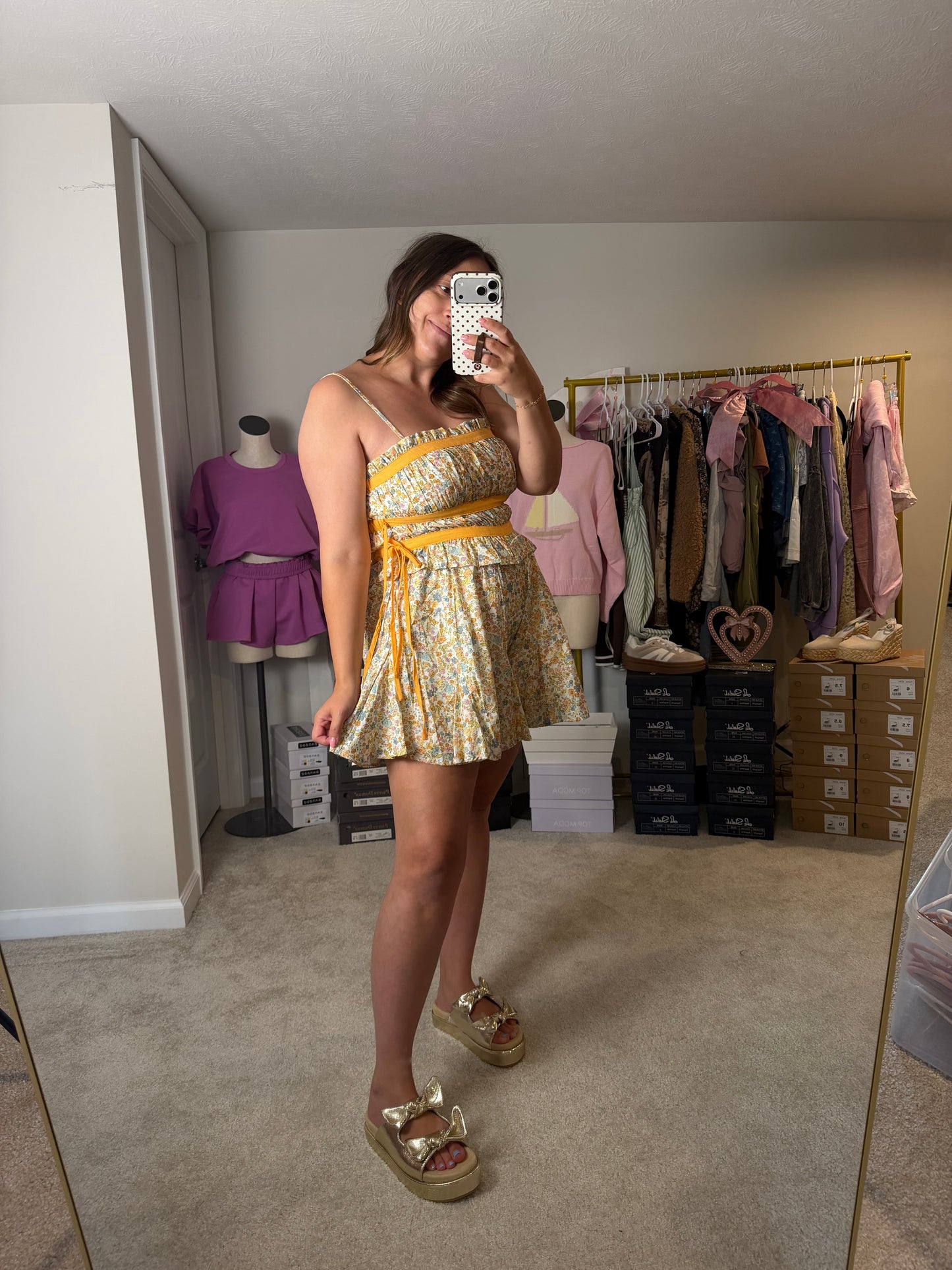 Orange Floral Romper