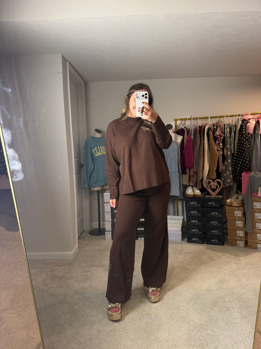 Viscose Sweater Top & Pants Ribbed Set
