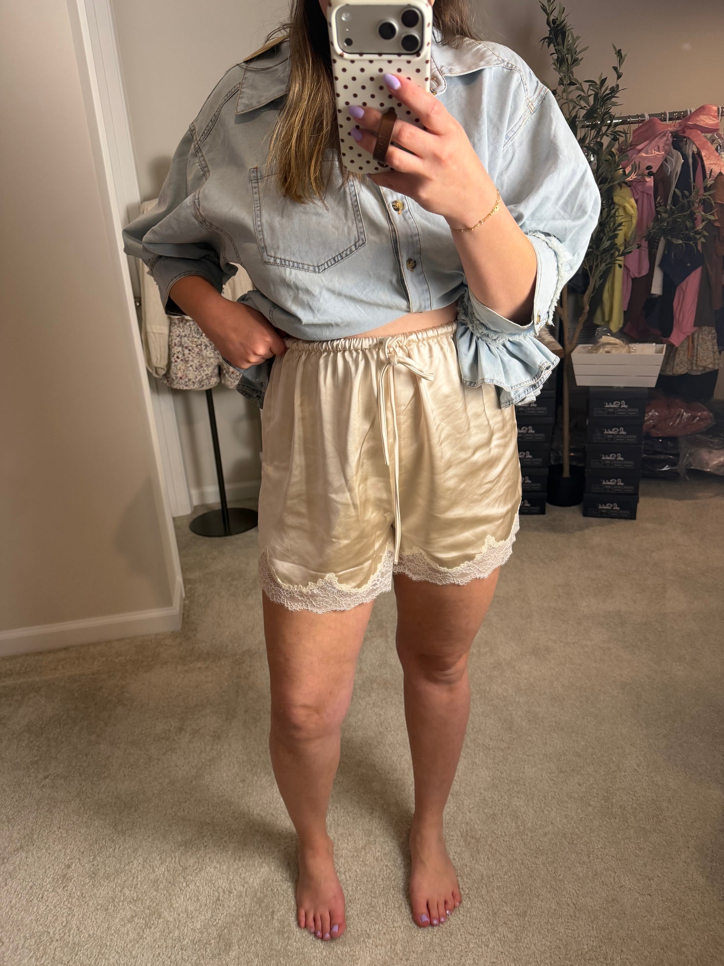 Lynn Satin Lace Shorts