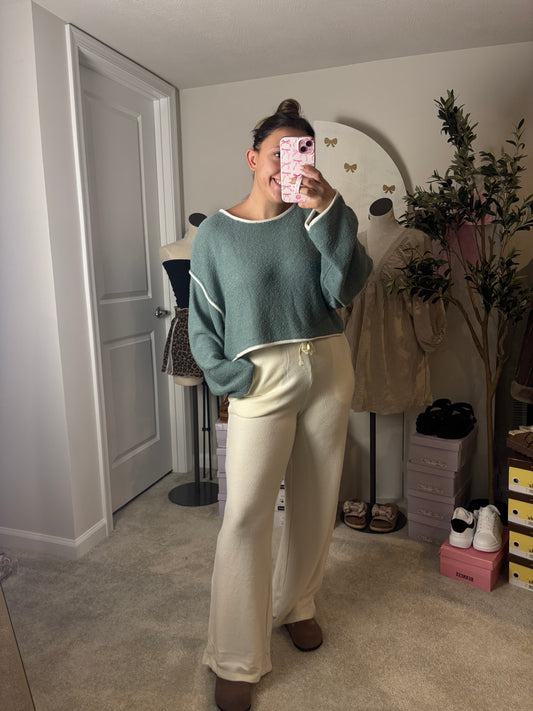 Sage Exposed Seam Sweater