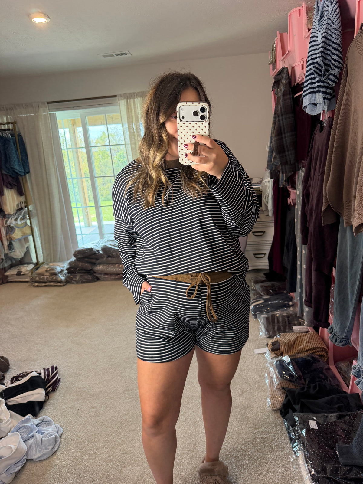 Navy/Cream/Brown Striped Modal Set