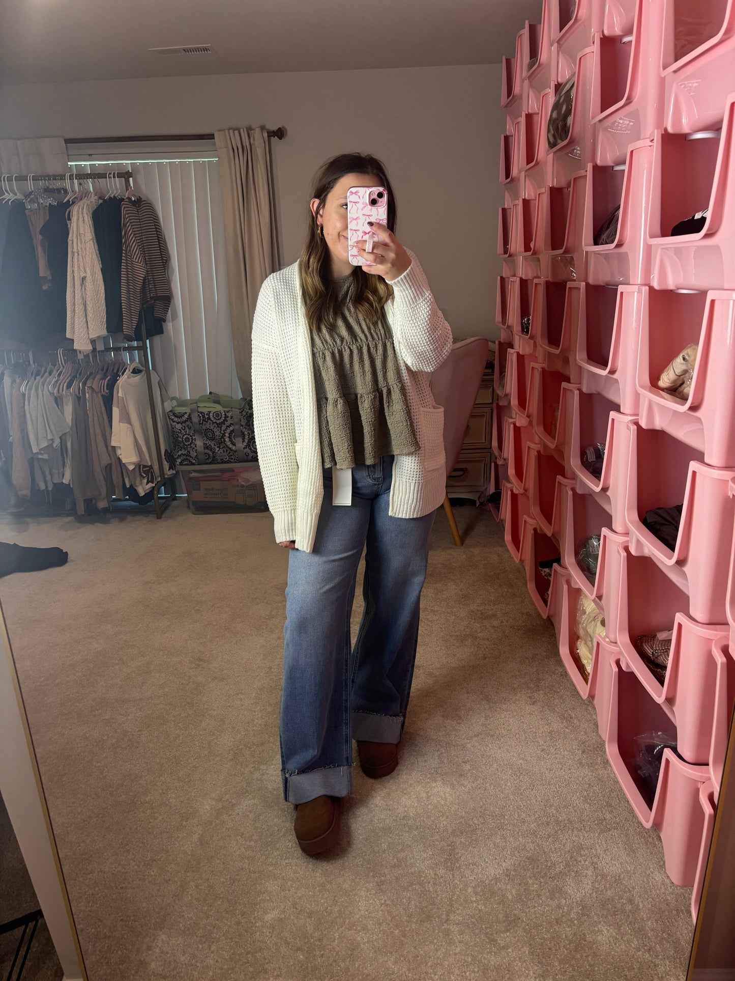 Textured Babydoll Top - Mocha