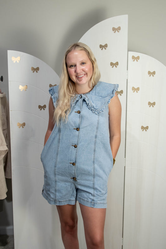 Denim Collared Romper