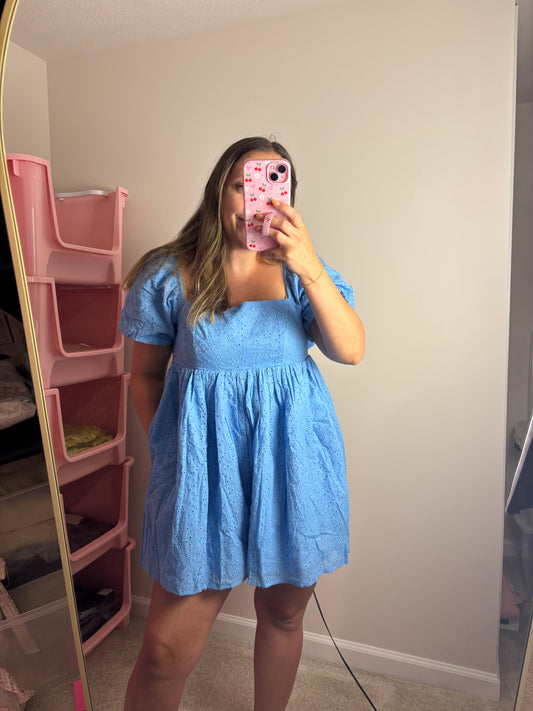 Blue Eyelet Romper