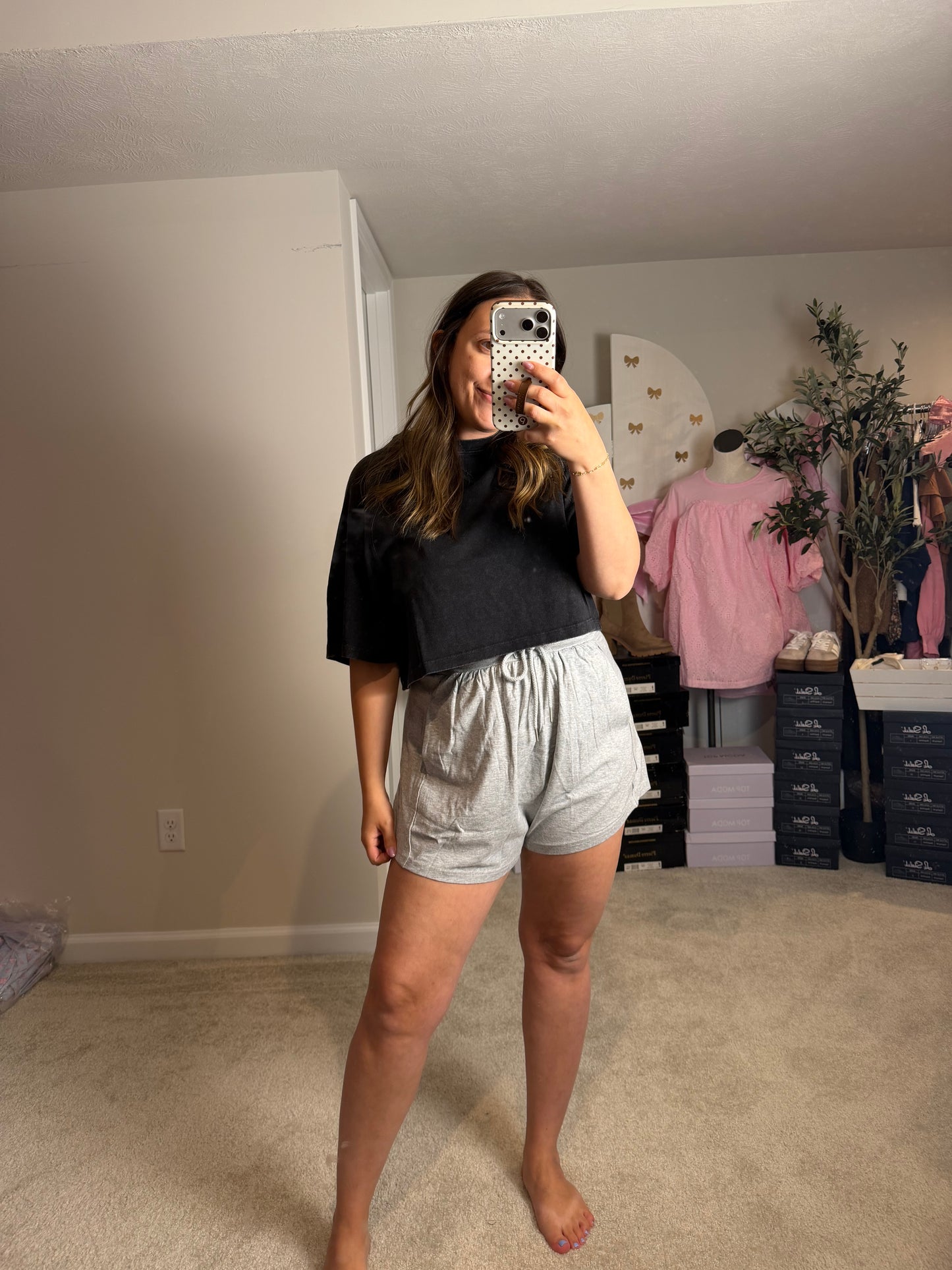 CROPPED MINERAL WASH TEE - 2 COLORS