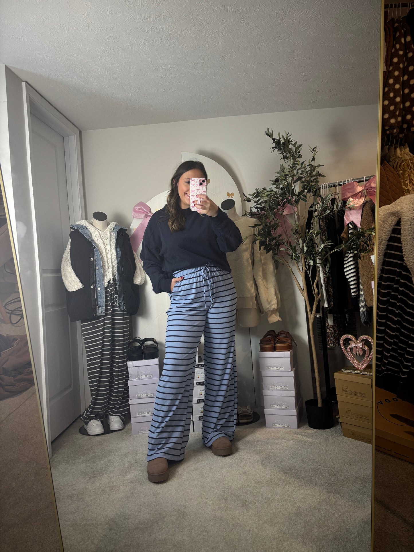 THE KIM ~ STRIPED RIB LOUNGE PANTS