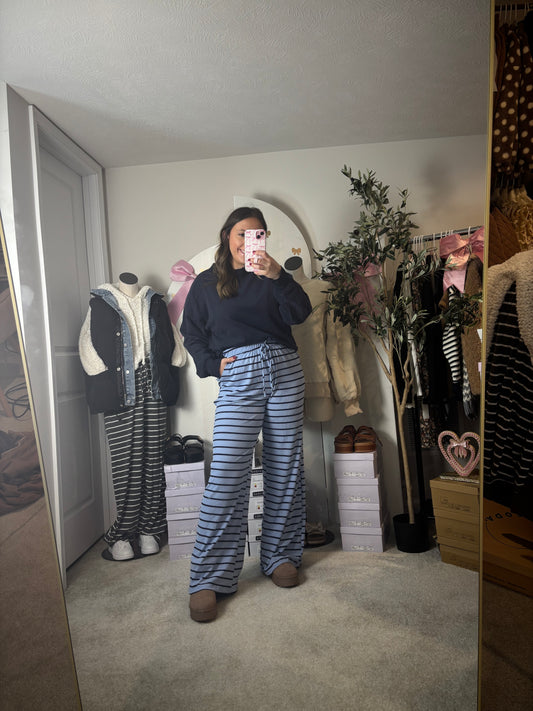 THE KIM ~ STRIPED RIB LOUNGE PANTS