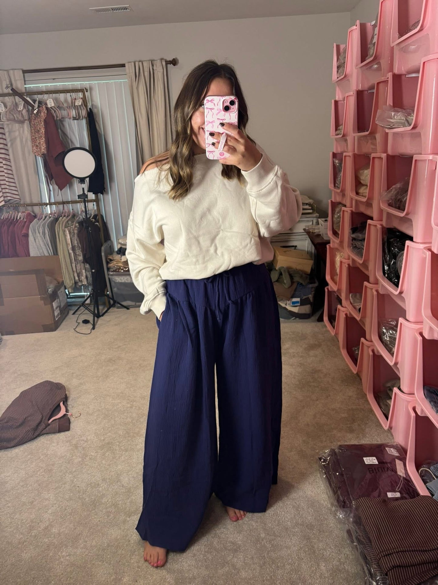 Navy Wide Leg Pants