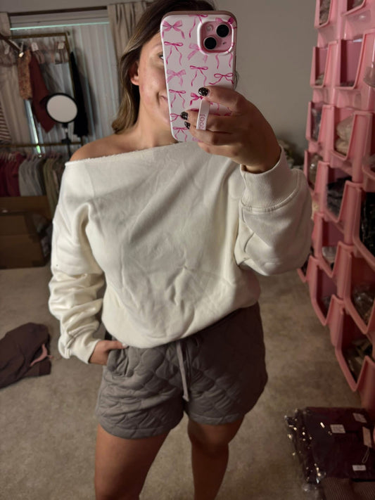 Taupe Quilted Shorts