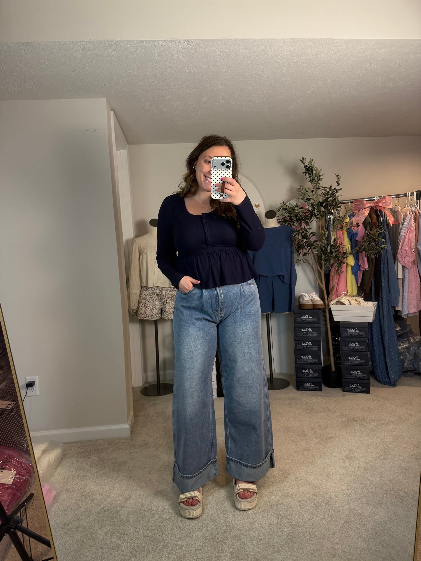THE SARAH ~ PLEATED WIDE LEG DENIM
