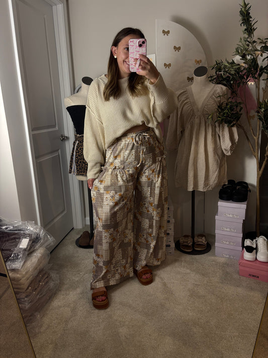 Patchwork Wide Leg Pants
