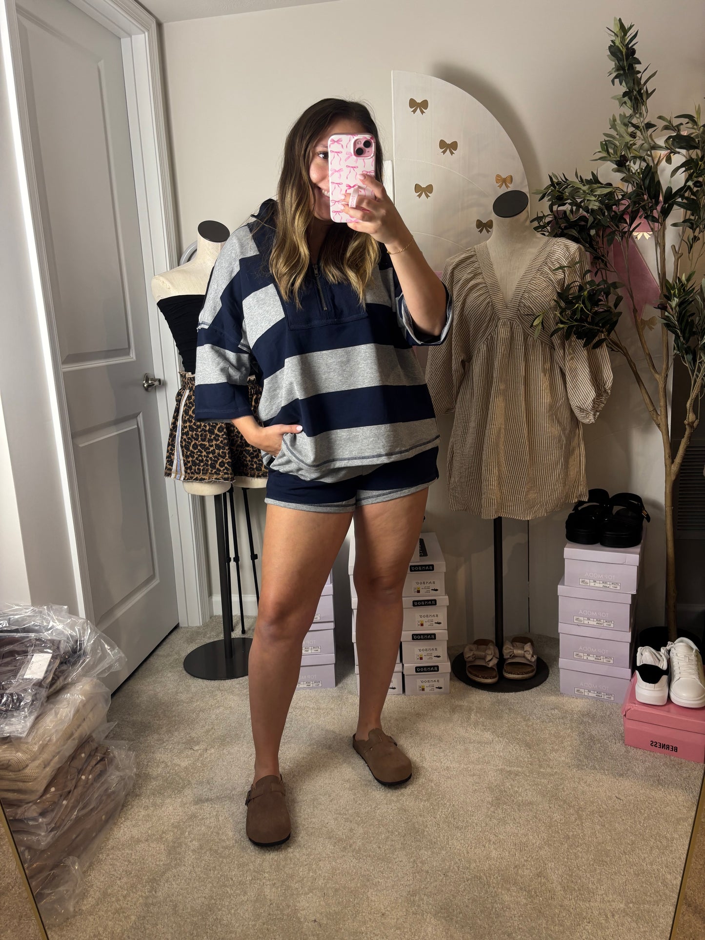 Blue/Grey Striped Oversized Set