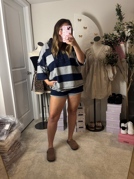 Blue/Grey Striped Oversized Set