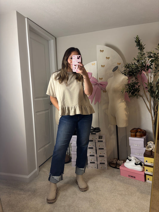 Peplum French Terry Tan Top