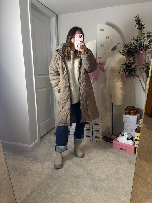 Longline Quilted Puffer Jacket