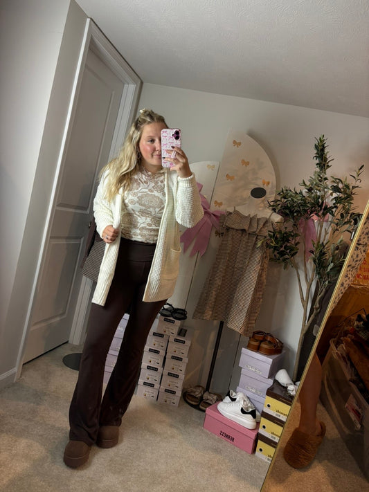 Ivory Waffle Cardigan