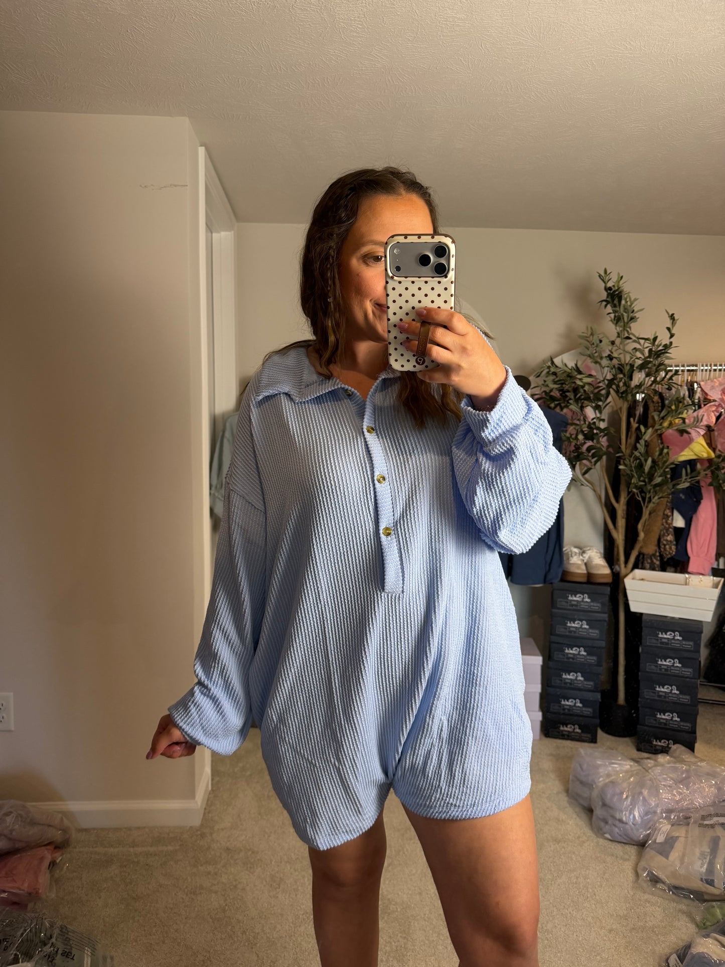 BABY BLUE RIBBED ROMPER