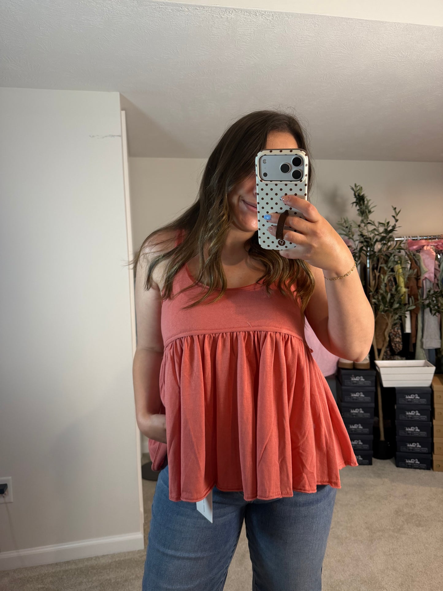MUTED TOMATO RED BABY DOLL TANK