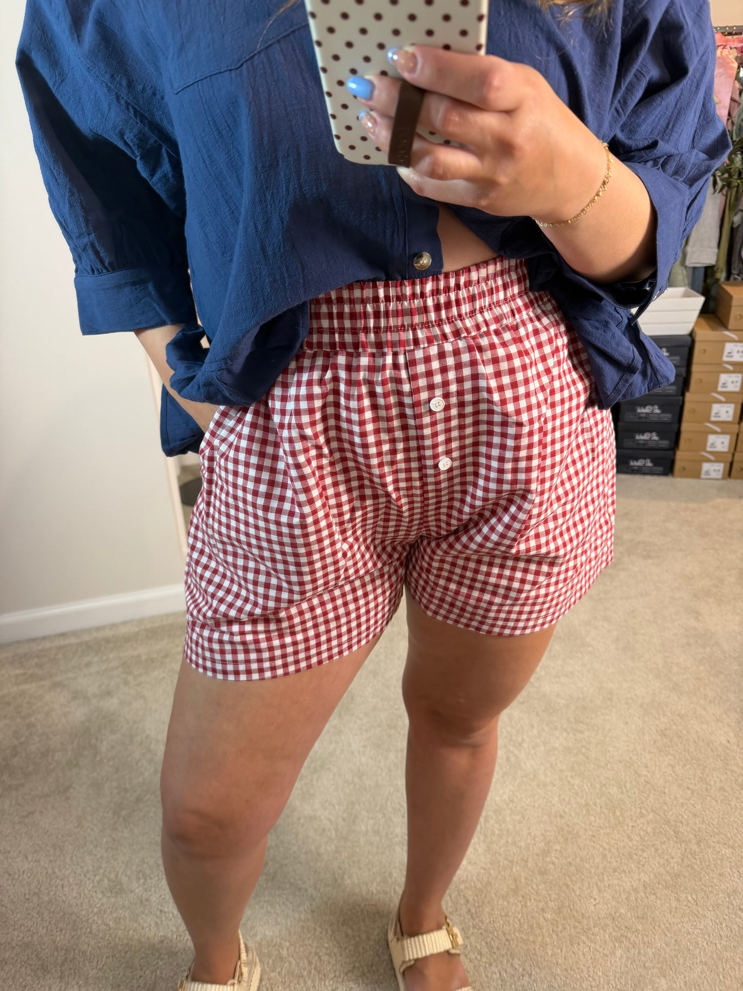RED PLAID BOXER SHORTS
