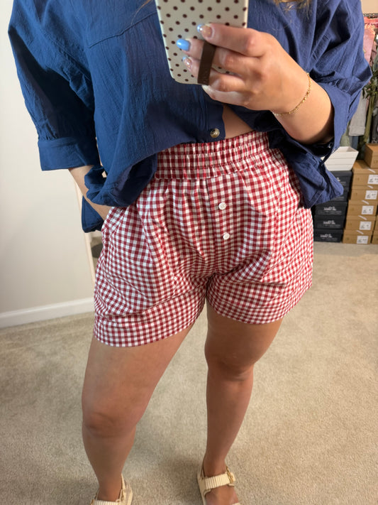 RED PLAID BOXER SHORTS