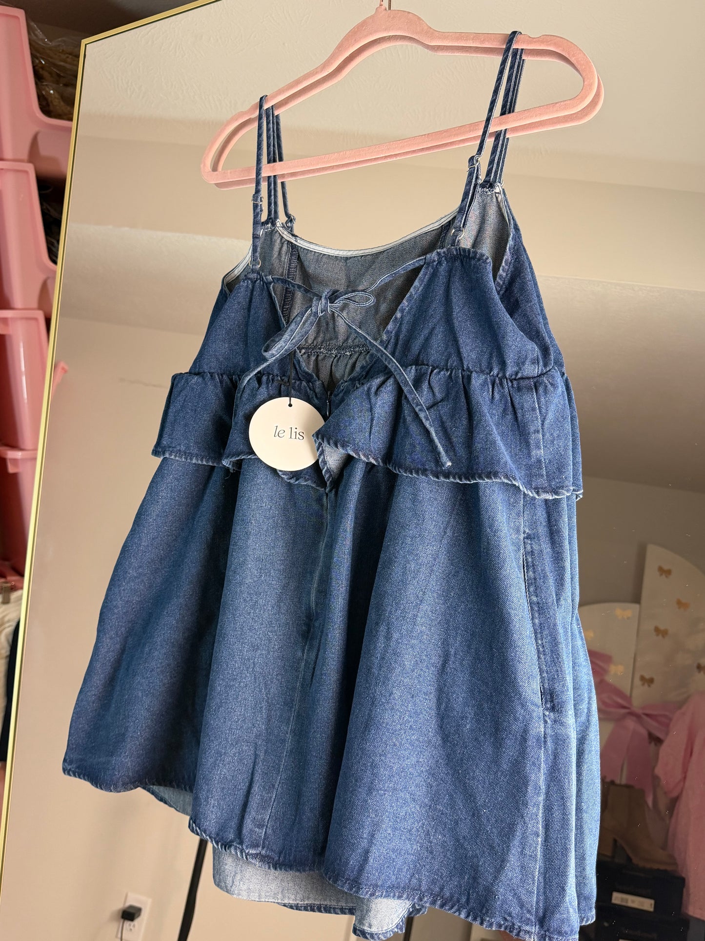 RUFFLED DENIM DRESS