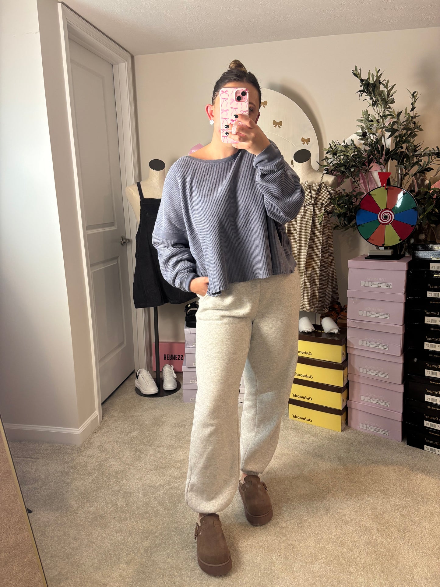 BF DOORBUSTER: WAFFLE OPEN BACK LONG SLEEVE - 2 COLORS