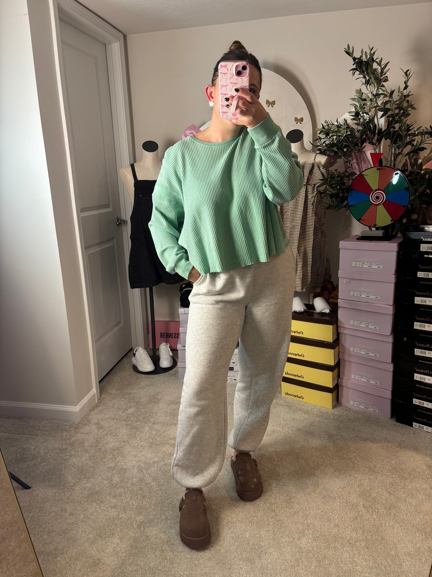 BF DOORBUSTER: WAFFLE OPEN BACK LONG SLEEVE - 2 COLORS