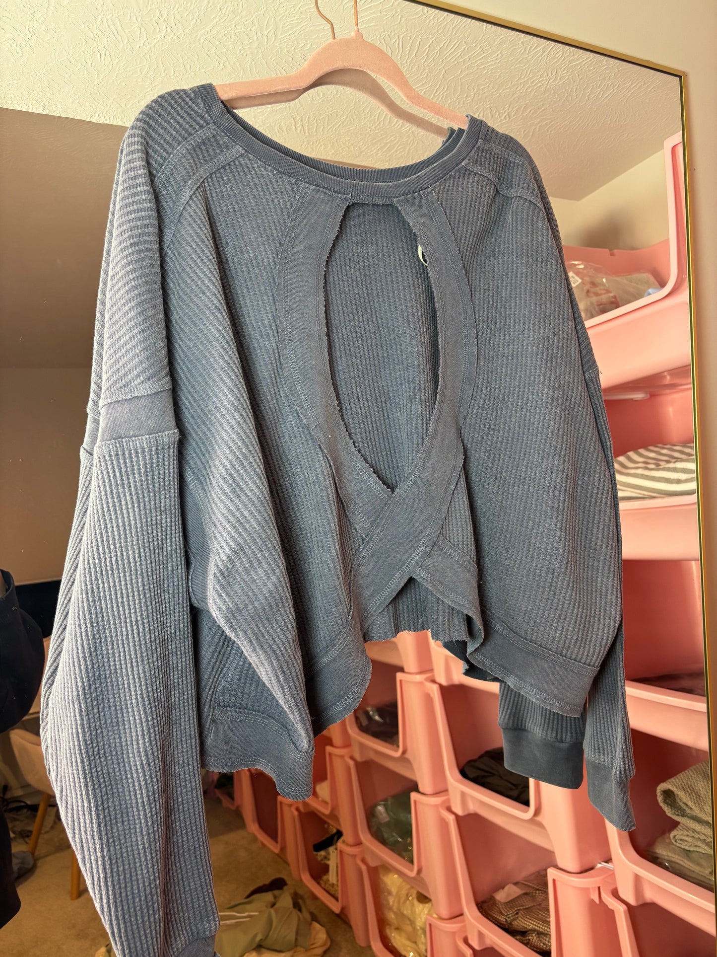 BF DOORBUSTER: WAFFLE OPEN BACK LONG SLEEVE - 2 COLORS