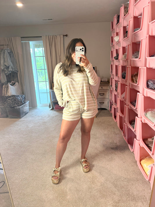 Taupe Striped Lightweight Set