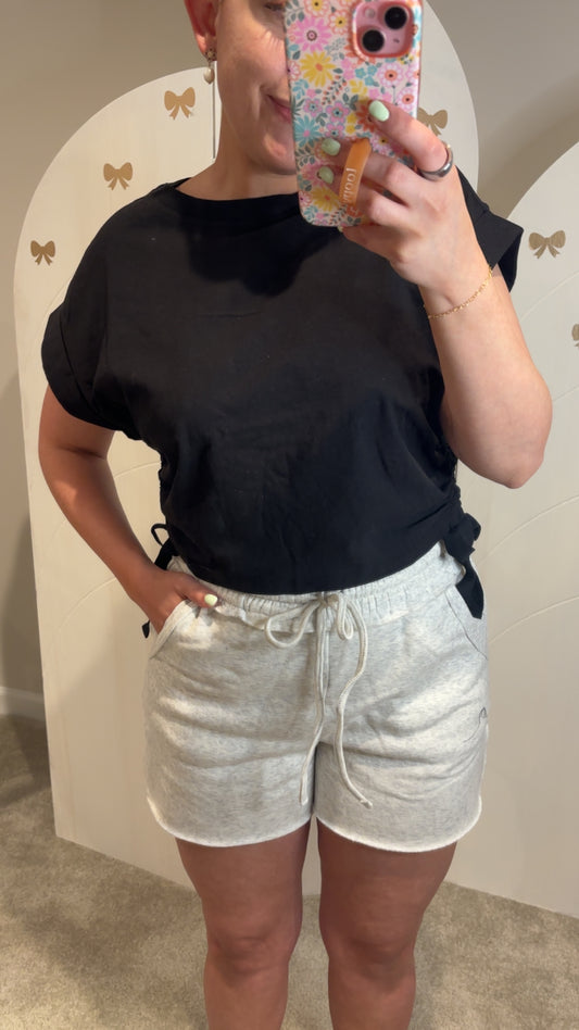 Sam Side Tie Black Tee