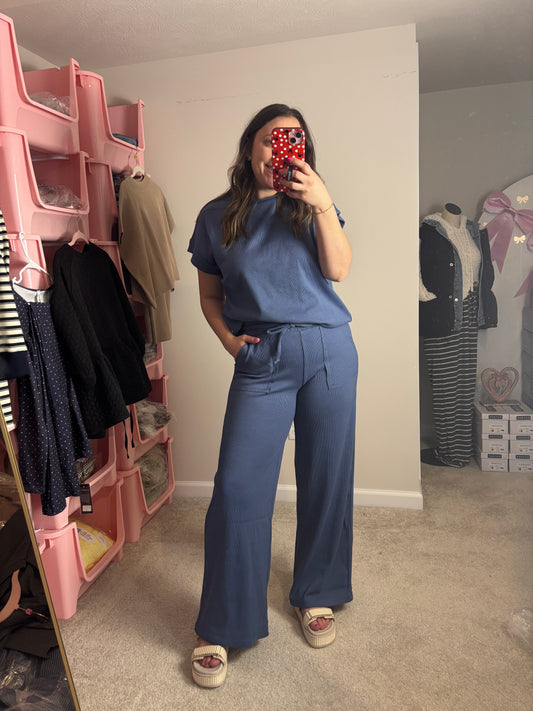 THE MARIANNE ~ DUSTY BLUE RIBBED SET