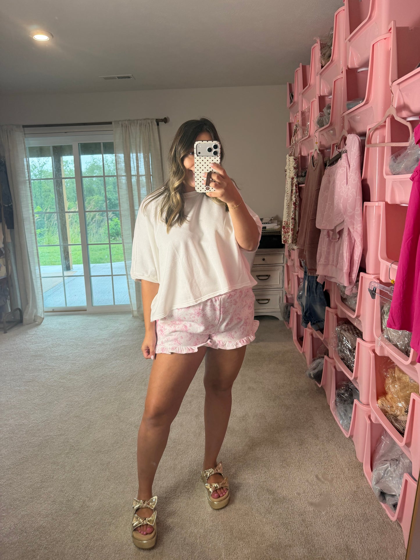 Floral Fleece Ruffle Shorts