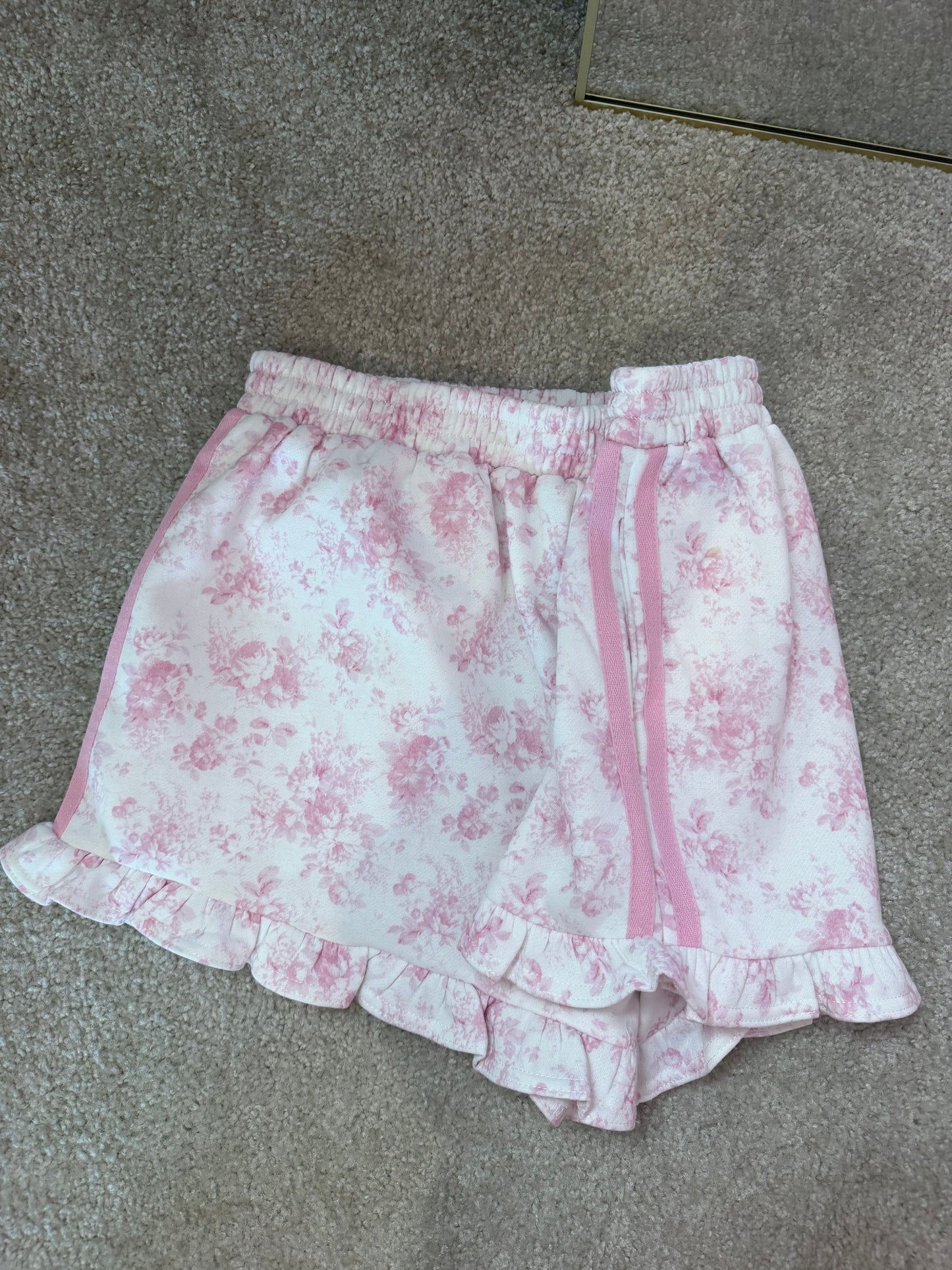 Floral Fleece Ruffle Shorts