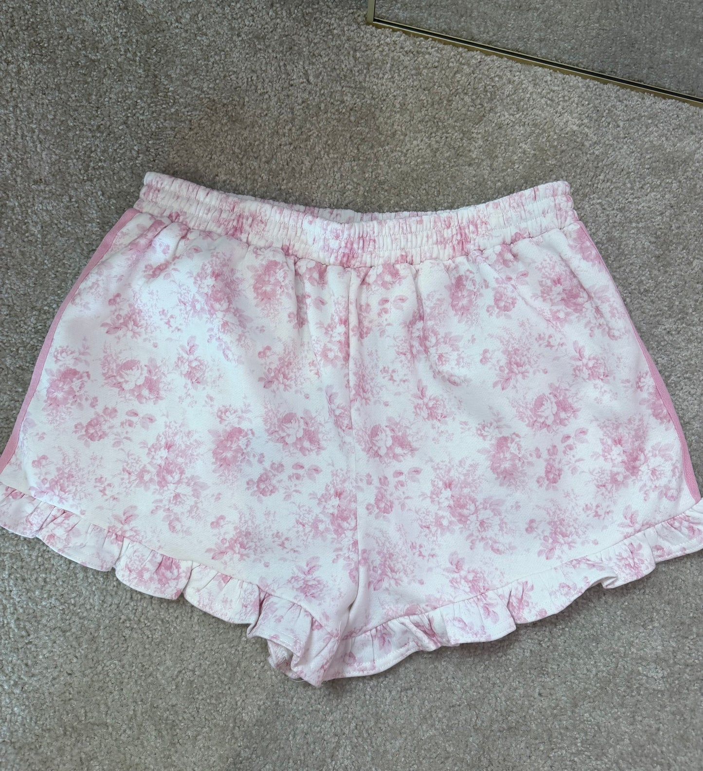 Floral Fleece Ruffle Shorts