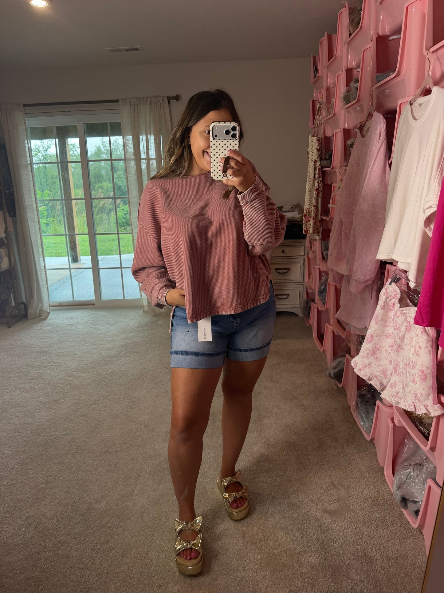 Super Stretch Denim Cuffed Shorts