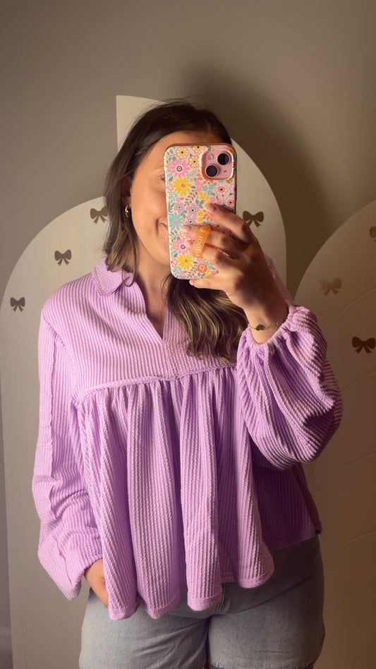 Ribbed Lavender Peplum