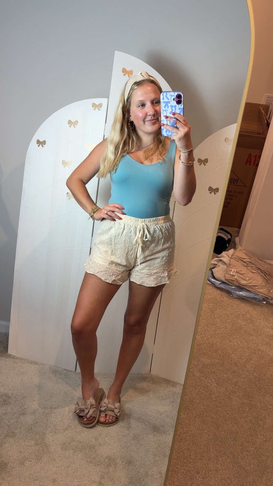Eyelet Cream Shorts