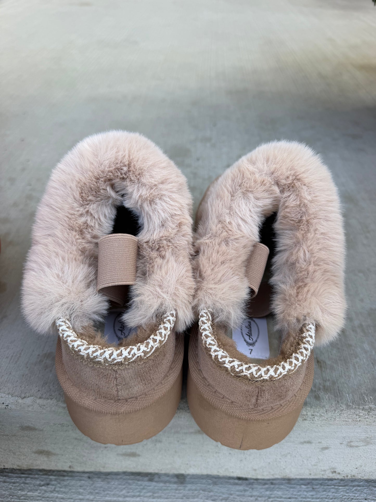 Cozy Sherpa Lined Platform Slingback