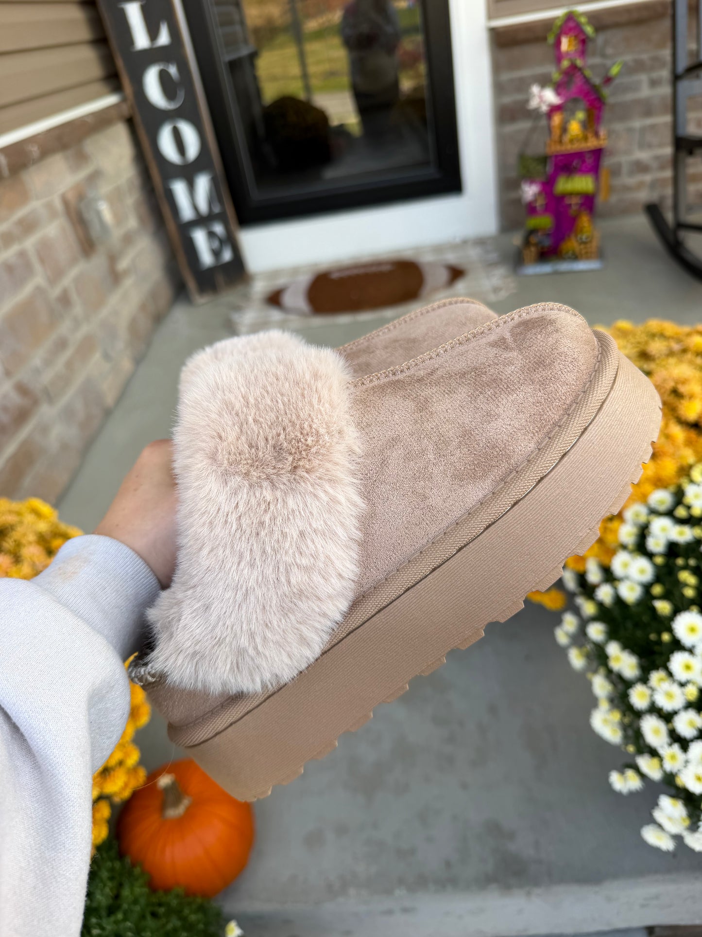 Cozy Sherpa Lined Platform Slingback