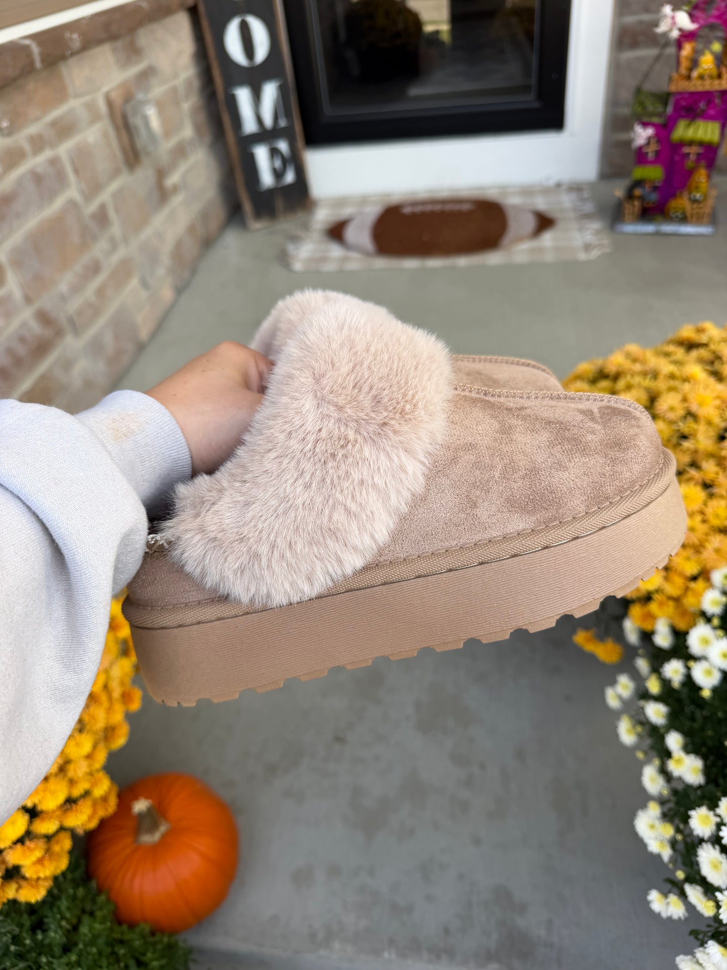 Cozy Sherpa Lined Platform Slingback