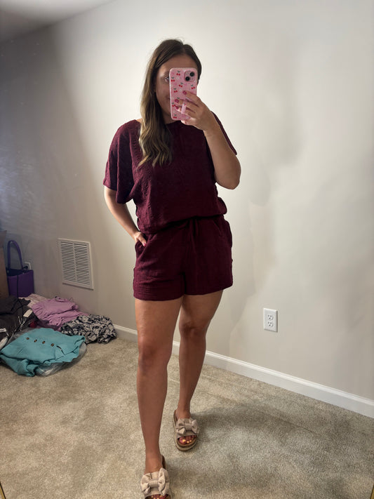 Maroon Ribbed Set