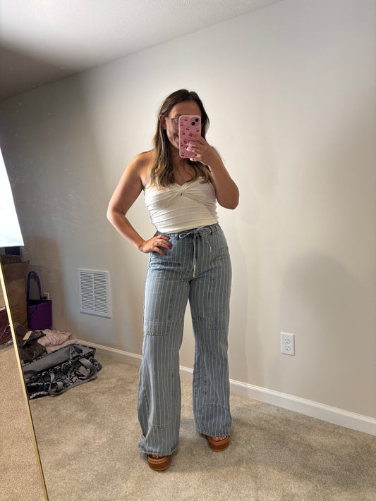 Striped Denim Wide leg