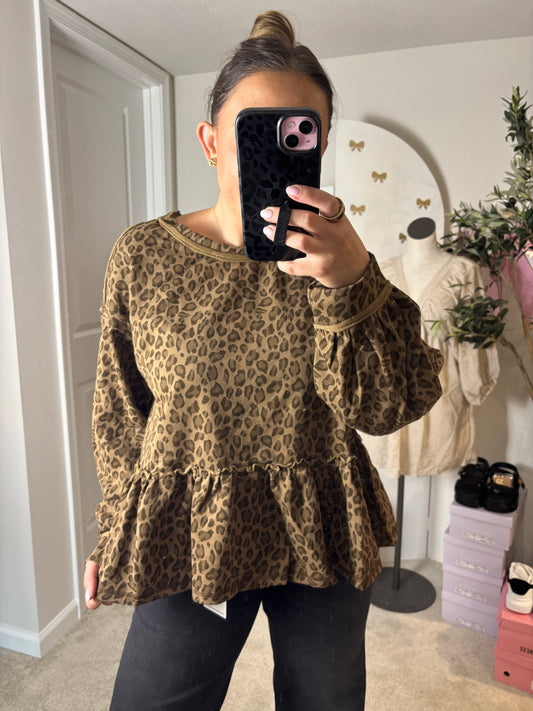 Leopard Peplum Top