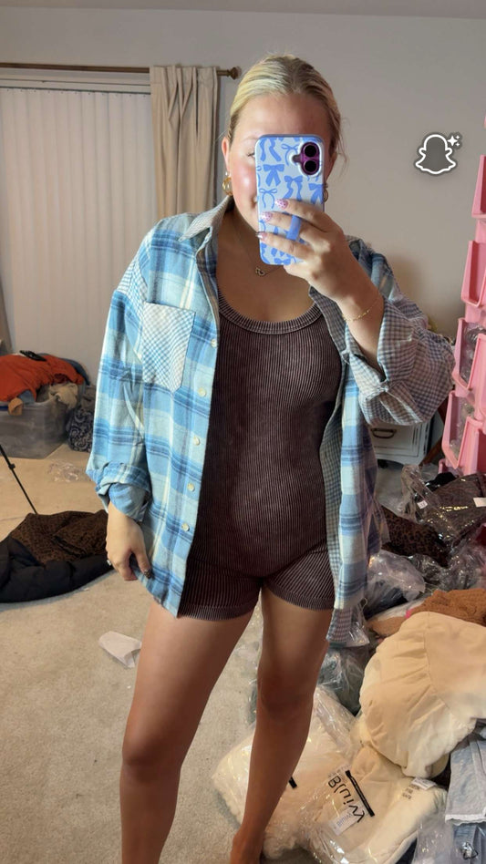 Taupe & Blue Fireside Flannel