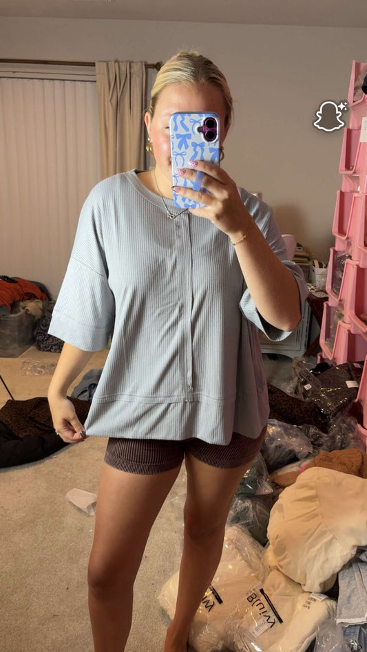 Oversized Ribbed Tees - 2 COLORS