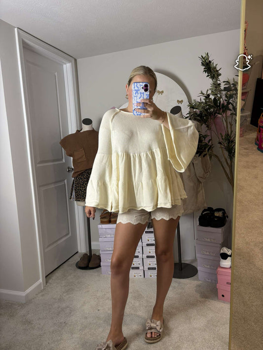 Cream Tiered Baby-Doll top