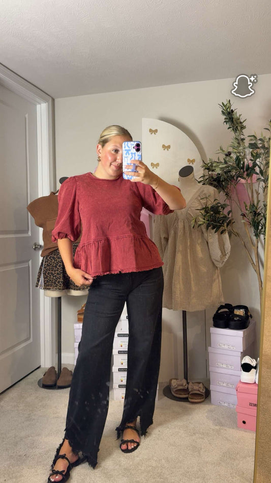 Cherry Back Button Blouse